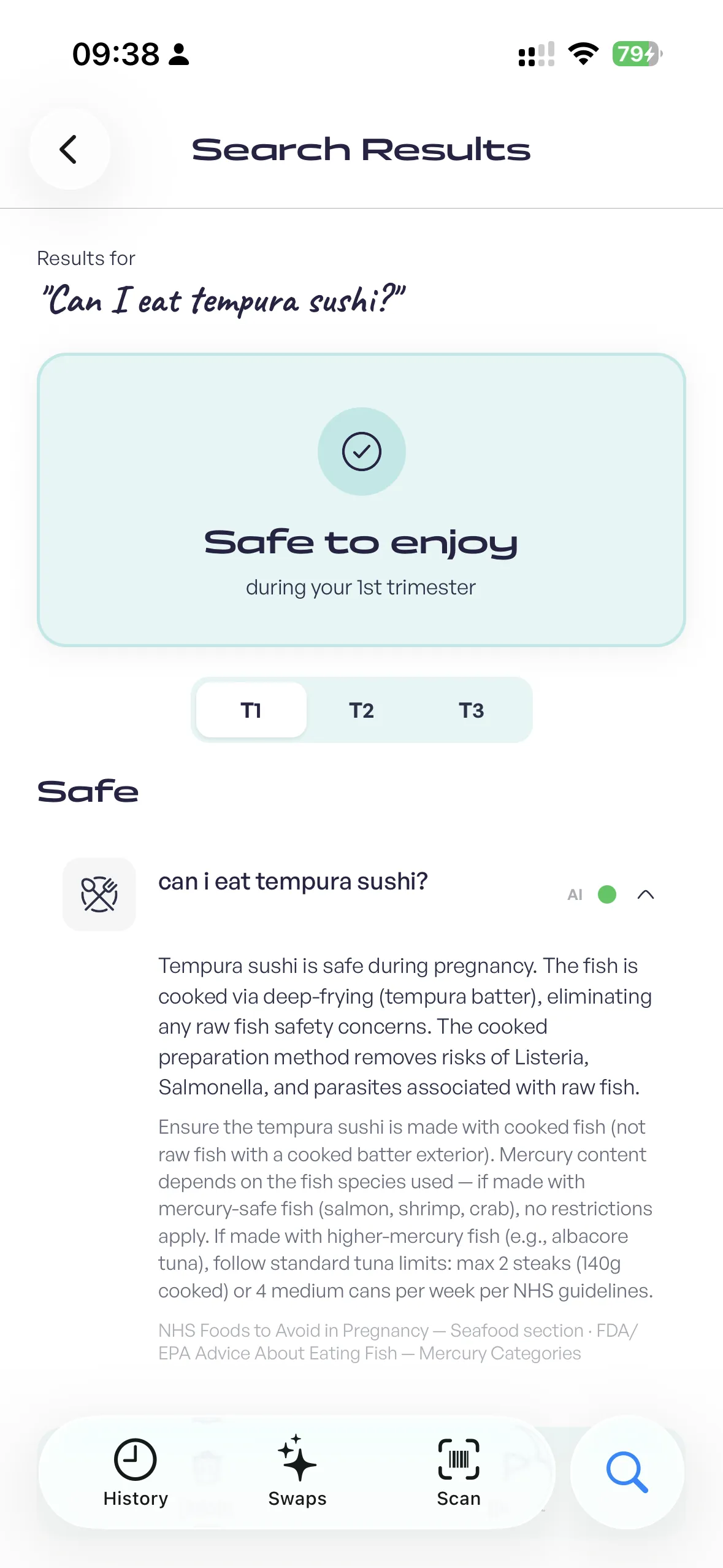 Search results personalized by trimester